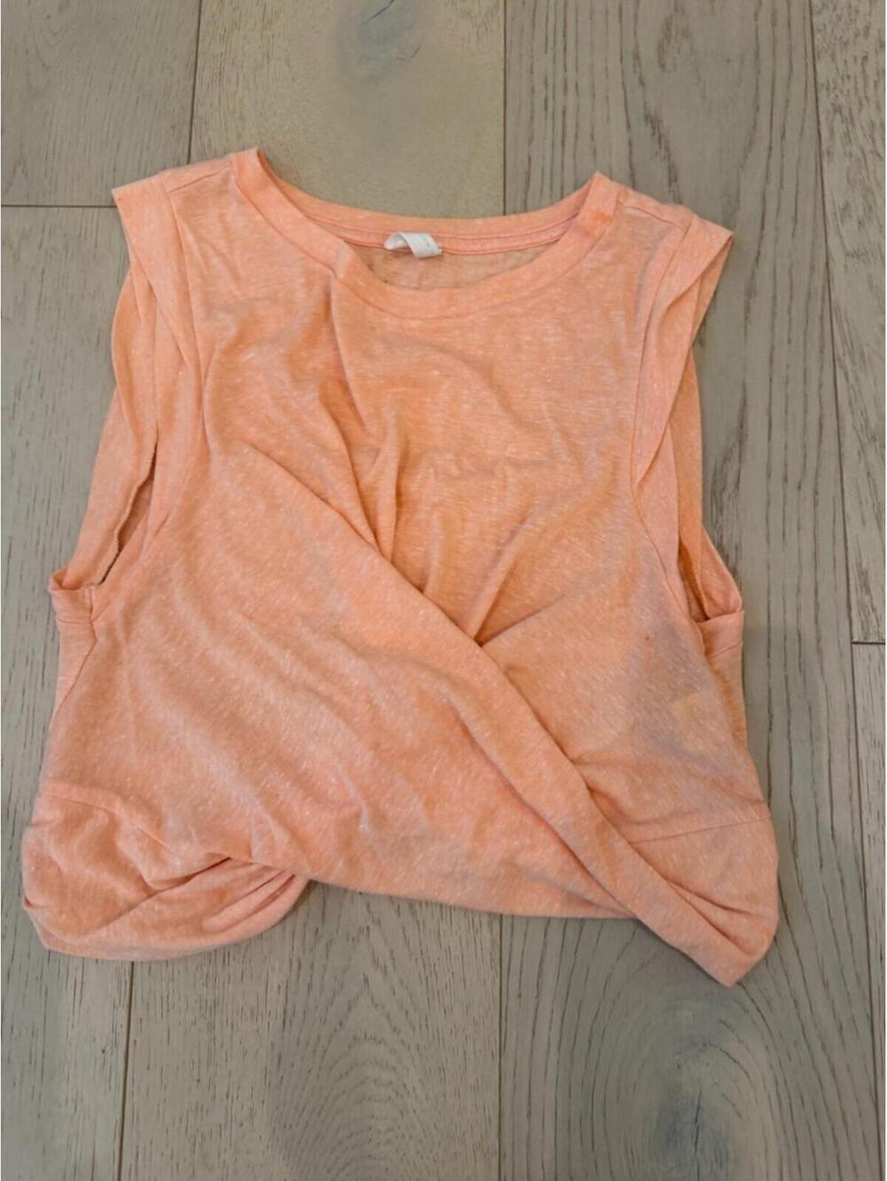 FP Movement by Free People Peach Twist-Front Short Sleeve Tee